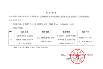 	 马金铺新区部分公辅设施设备及液氮生产保障第三方运维委托项目中标公告
